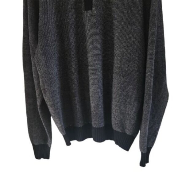 Peter Millar Black Textured Extrafine Italian Merino Wool 1/4 Zip Sweater XL - Picture 3 of 7